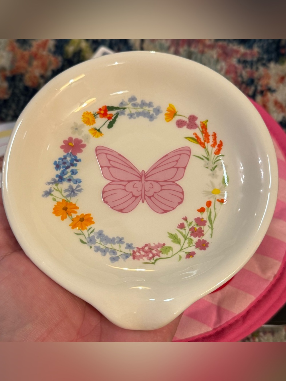 Dolly Parton Signature Brand Spoon Rest or Trinket Dish - flower butterfly